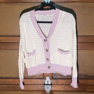 Madewell Seabrook Cream and Lavender Knit Cardigan